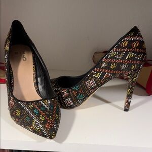 Mix No. 6 Black Multicolor Patterned Heels